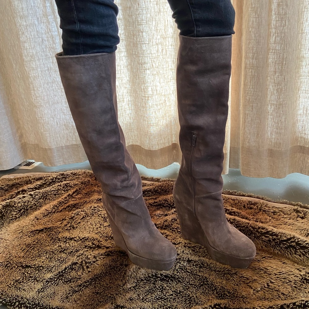 Brown/gray Stuart Weitzman boots, like new! - Picture 3 of 4